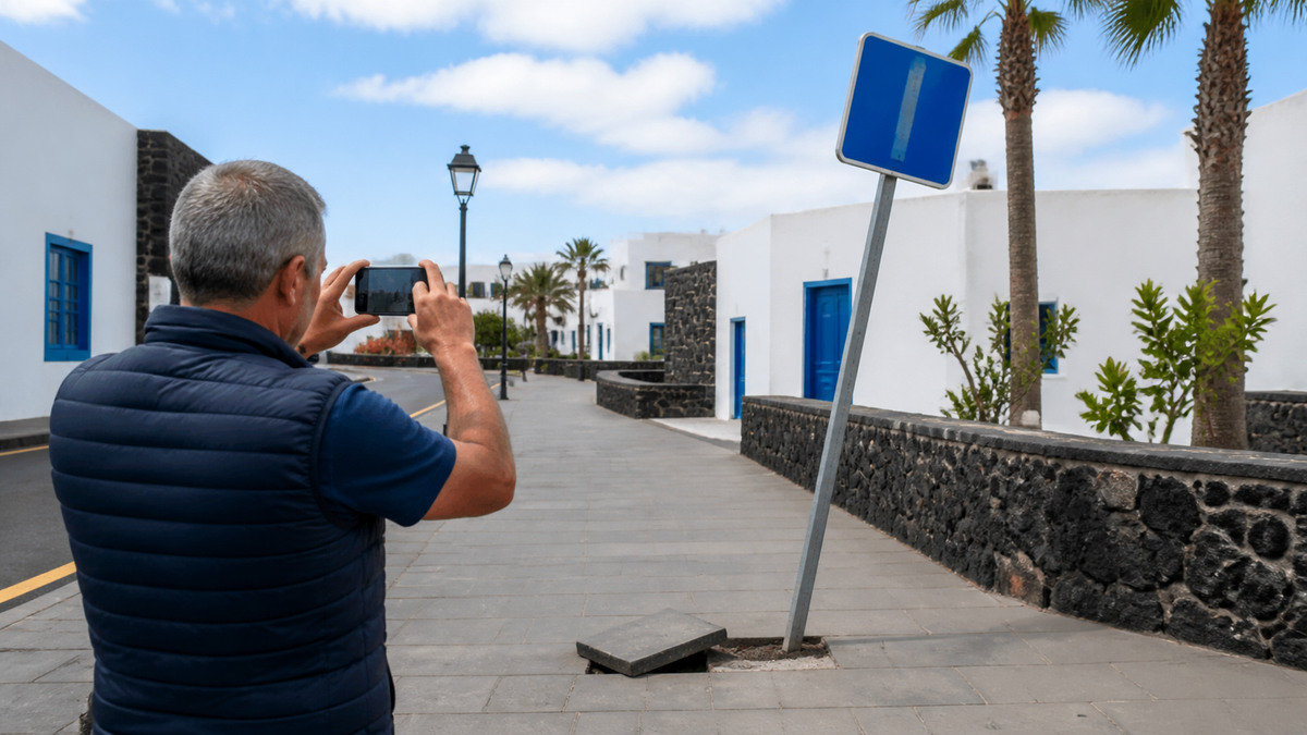 Vecino comunicando una incidencia en un espacio público de Lanzarote